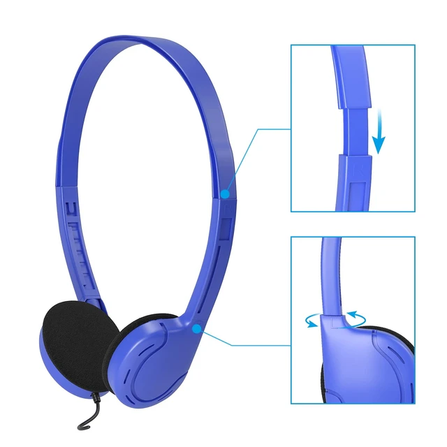Alt view image 2 of 7 - Kids Headphones in Bulk 6 Pack, Wholesale School Headphones Multi Colors for Classroom Students Teen Adults with 3.5mm Jack(No Mic)