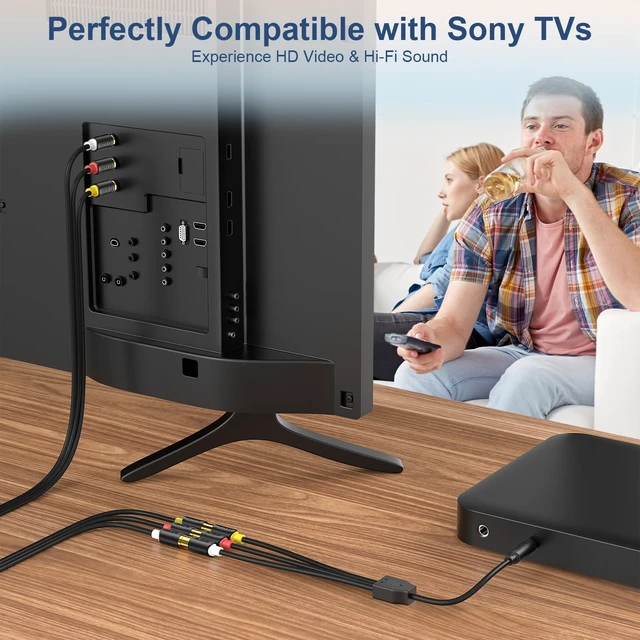 Alt view image 4 of 7 - AV Component Adapter, 3 RCA to 3.5 mm AV Input Adapter Compatible with Sony TV, Compatible with Sony TV, DVD Players, Gaming Consoles, 7.8 inch (Pack of 2)