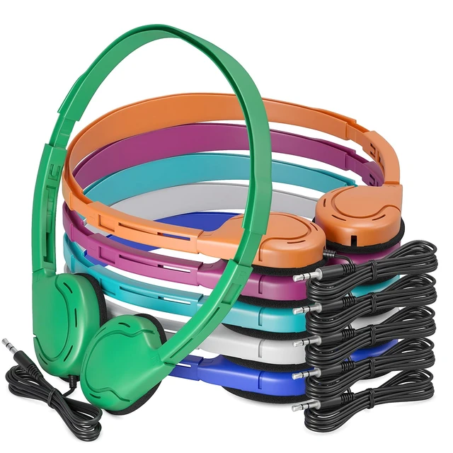 Alt view image 4 of 7 - Kids Headphones in Bulk 6 Pack, Wholesale School Headphones Multi Colors for Classroom Students Teen Adults with 3.5mm Jack(No Mic)