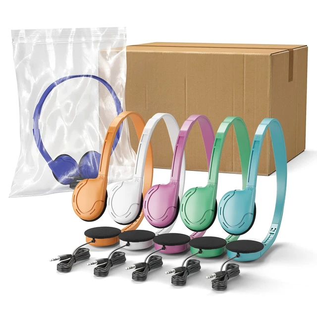 Alt view image 5 of 7 - Kids Headphones in Bulk 6 Pack, Wholesale School Headphones Multi Colors for Classroom Students Teen Adults with 3.5mm Jack(No Mic)