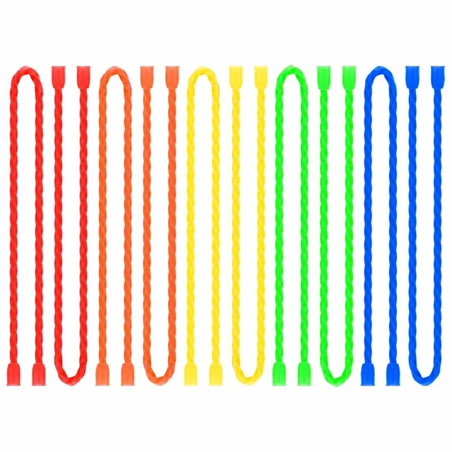 Main image of 10Pcs 12Inch Silicone Cable Ties Reusable Steel-Core Wire Twist Tie Straps Colorful Rubber Ties for Bundling and Organizing Bendable Holder Strap for Indoor and Out All Purpose, 5 Colors
