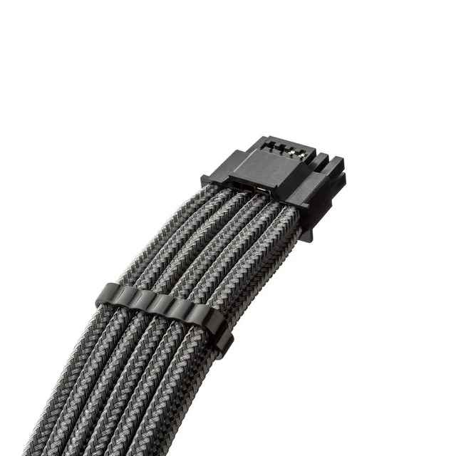 Alt view image 2 of 3 - Pro ModMesh Sleeved 12V-2x6 PCIe Extension (Carbon, 3 x 8-pin) Nylon Pro Series. 16-pin to Triple 8-pin, 45cm. 12V-2x6 StealthSense connector. Any PSU with native 3 x 8-pin PCIe output