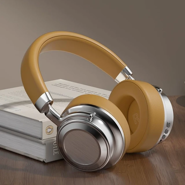 Alt view image 2 of 7 - Vintage Metal Over-Ear Bluetooth Headphones, 38H Battery, Type-C Fast Charging, HiFi, Bluetooth 5.4, for Sports, Business, Music (Silver Brown)
