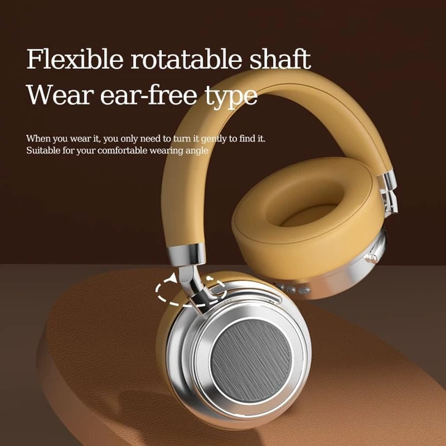 Alt view image 4 of 7 - Vintage Metal Over-Ear Bluetooth Headphones, 38H Battery, Type-C Fast Charging, HiFi, Bluetooth 5.4, for Sports, Business, Music (Silver Brown)