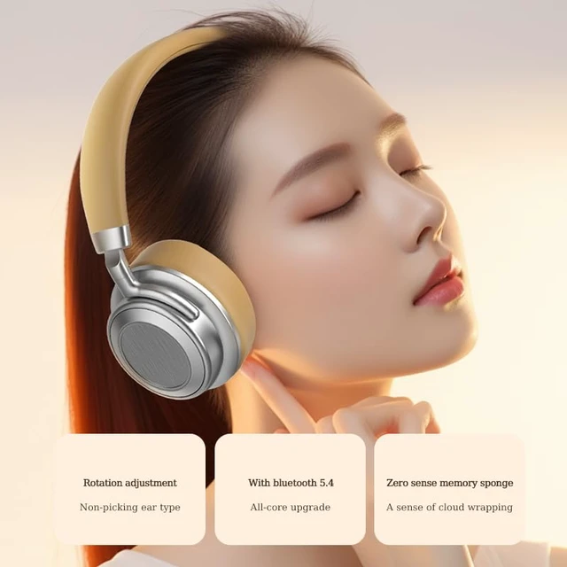 Alt view image 7 of 7 - Vintage Metal Over-Ear Bluetooth Headphones, 38H Battery, Type-C Fast Charging, HiFi, Bluetooth 5.4, for Sports, Business, Music (Silver Brown)