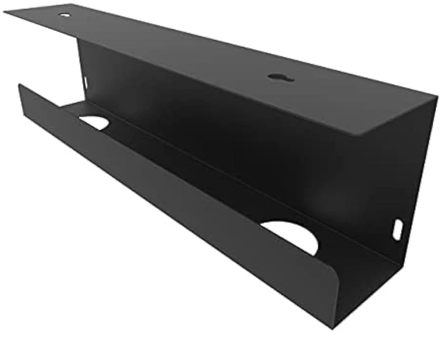 Main image of Under Desk 17 inch Wide Cable Management Tray Steel Power Strip Holder, Cord Organizer, Wire Management Tamers for Office and Home, Black (UDCMT17In, Black)