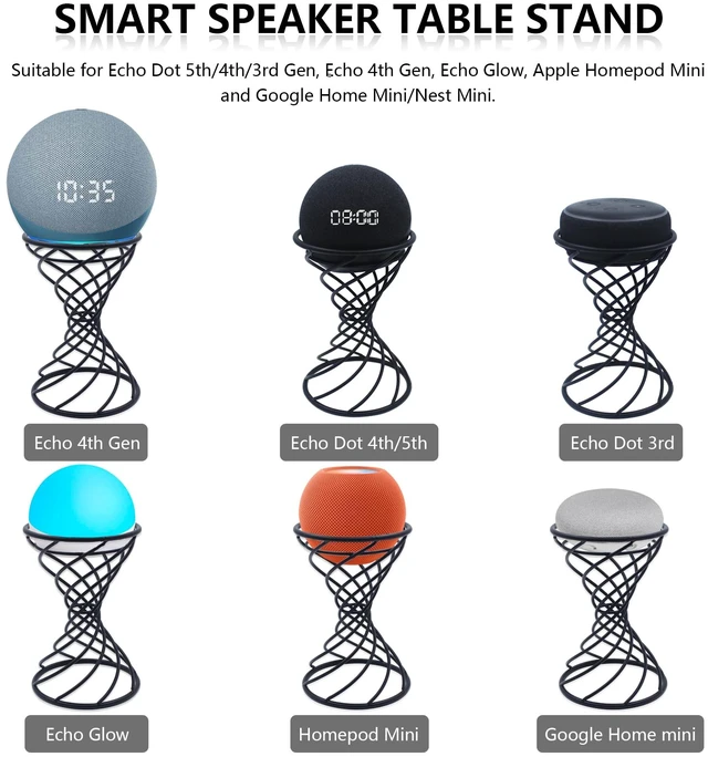 Alt view image 2 of 7 - Smart Speaker Table Stand Decorative Holder for Echo Dot 3rd/4th/5th Gen, Echo 4th/5th Gen, Echo Glow, Apple Homepod Mini and Google Home Mini/Nest Mini(Matte Black)