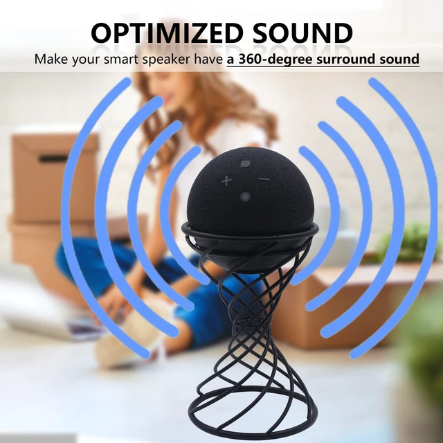 Alt view image 4 of 7 - Smart Speaker Table Stand Decorative Holder for Echo Dot 3rd/4th/5th Gen, Echo 4th/5th Gen, Echo Glow, Apple Homepod Mini and Google Home Mini/Nest Mini(Matte Black)
