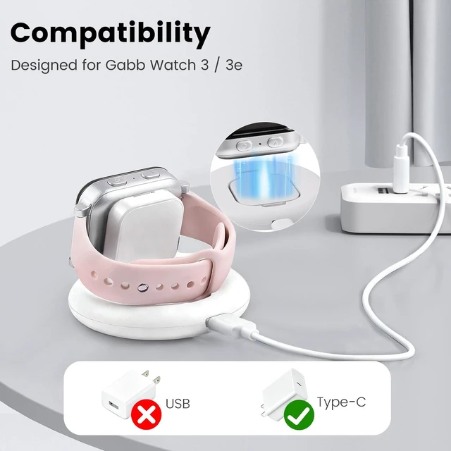 Alt view image 2 of 6 - Compatible with Gabb Watch 3 / 3e Charging Stand for Kids, Foldable Magnetic Desktop Dock, Snap-On Charger Station to Encourage Daily Charging Habits at Home or School (White)