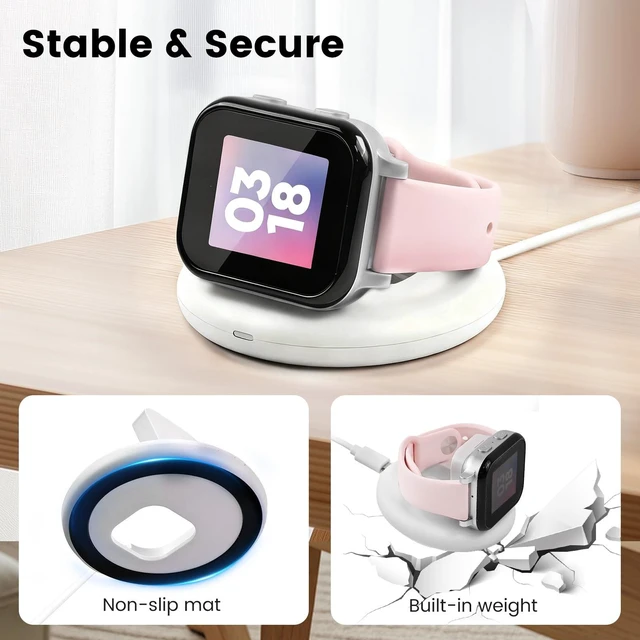 Alt view image 5 of 6 - Compatible with Gabb Watch 3 / 3e Charging Stand for Kids, Foldable Magnetic Desktop Dock, Snap-On Charger Station to Encourage Daily Charging Habits at Home or School (White)