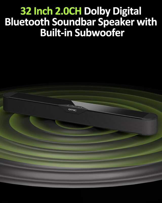 Alt view image 3 of 7 - Sound Bar for Smart TV, 2.0ch Dolby Atmos, Speaker for Home Theater 32 Soundbar Bluetooth 5.4/HDMI ARC/Optical/Aux, DSP Audio Tuning, 5 EQ Modes, Bass, Compact for TV/PC/Gaming/Projectors