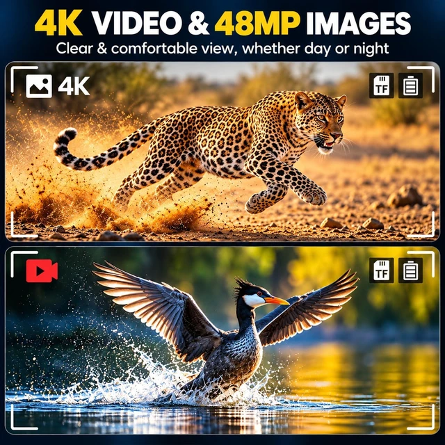 Alt view image 3 of 7 - 4K Night Vision Goggles, 48MP Infrared Night Vision Binoculars 8X Zoom, 9 Level lR, 984 FT Night Vision, 5000mAh Rechargeable, 64G TF Card, PC Mode for Hunting, Wildlife Observation