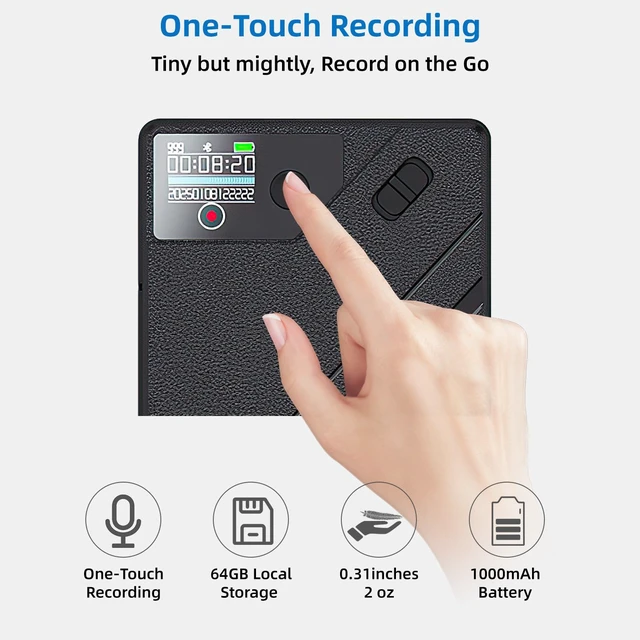 Alt view image 3 of 7 - AI Voice Recorder, Transcribe & Summarize AI Note Taking Recording Device & App Control, Noise Cancellation, 140 Languages for Meetings, Lectures, Interviews, Black