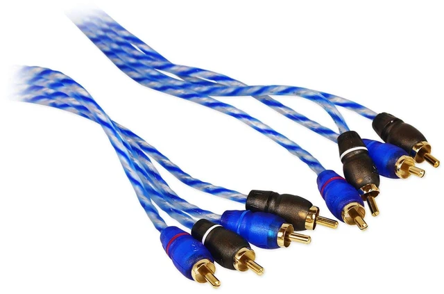 Alt view image 2 of 2 - RTR124 12 Foot 4 Channel Twisted RCA Cable Pair, 100% Copper Split Pin Connectors, Oxygen Free, Noise Rejection, Color Coded Channels, High Grade Audiophile Interconnect, Triple Shielded