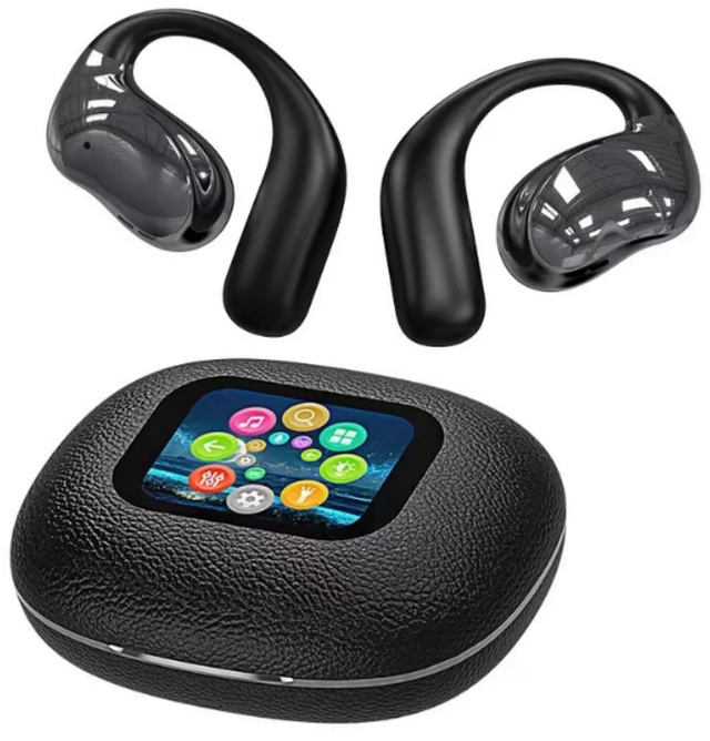 Main image of Open Ear Headphones,Wireless Bluetooth 5.4 Earbuds Over Ear Active Noise Cancelling with Intelligent Touch Screen Waterproof Bone Conduction Translator Earphones with Charging Case for Fitness Calls