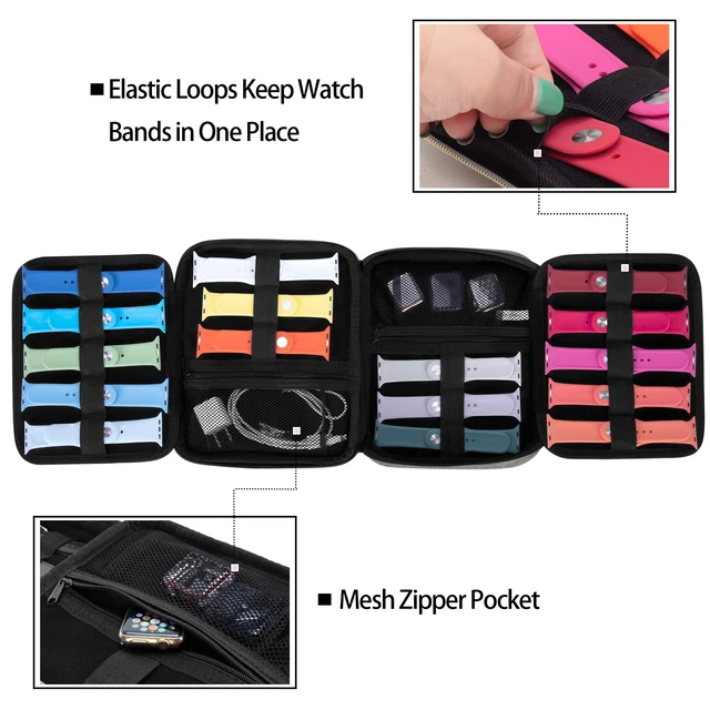 Alt view image 3 of 7 - 26 Watch Band Storage Case, Watch Band Organizer Holder, Gray Compatible with All Series Apple Watch Bands & Smart Watch Bands, Travel Organizer Fit for Most Sizes of Watch Straps