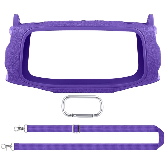 Alt view image 2 of 7 - Silicone Case for JBL Charge 6 Portable Bluetooth Speaker, Purple Travel Soft Cover with Detachable Shoulder Strap & Carabiner, Protective Skin Case, Comfortable Carrying, Bump Protection