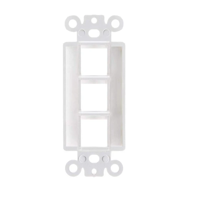 Alt view image 3 of 4 - Decorator Wall Plate Insert 1-Gang Decorative Single Gang Faceplate Standard Jack Wall Plate Keystone - 3-Port - 10 Pack