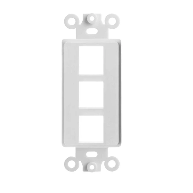 Alt view image 2 of 4 - Decorator Wall Plate Insert 1-Gang Decorative Single Gang Faceplate Standard Jack Wall Plate Keystone - 3-Port - 10 Pack