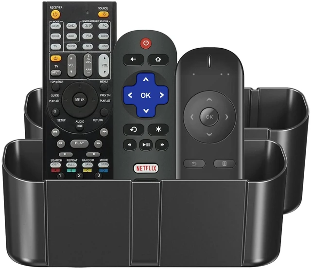Main image of Remote Control Holder Wall MountHole-Free TV Remote Holder for 3 or 4 Remotes, Black, Quantity 2S4B2