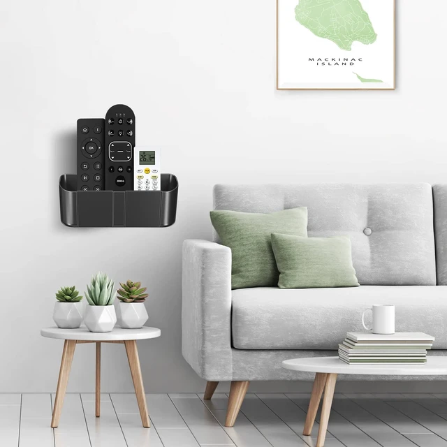 Alt view image 5 of 7 - Remote Control Holder Wall MountHole-Free TV Remote Holder for 3 or 4 Remotes, Black, Quantity 2S4B2