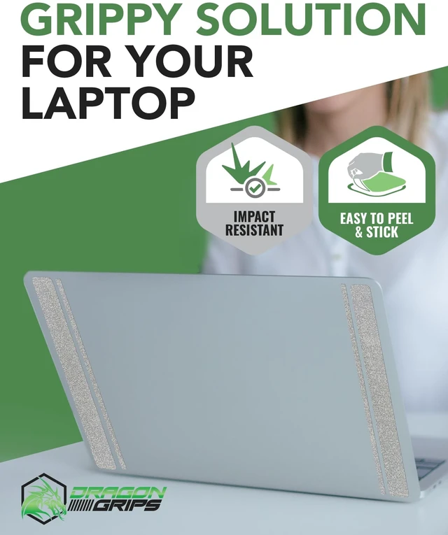 Alt view image 2 of 6 - Clear Rubber Grip Tape, 4 Pcs Non-Slip Laptop Grip Stickers Textured Grip Strips for Tablet, iPad, Cell Phone Cases, Chromebook & MacBook, Waterproof, Self-Adhesive Multi-Purpose Decal