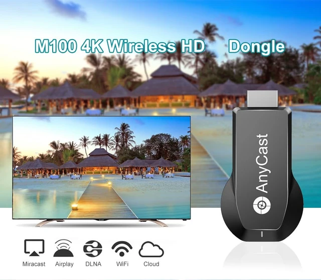 Alt view image 3 of 6 - 4K/1080P Anycast M100 Wireless Display Adapter, WiFi Display Dongle HD Screen Mirroring Dual Core H.265/HEVC Decoder HD TV Stick Without Switching Miracast Airplay DLNA Support 4K 1080P