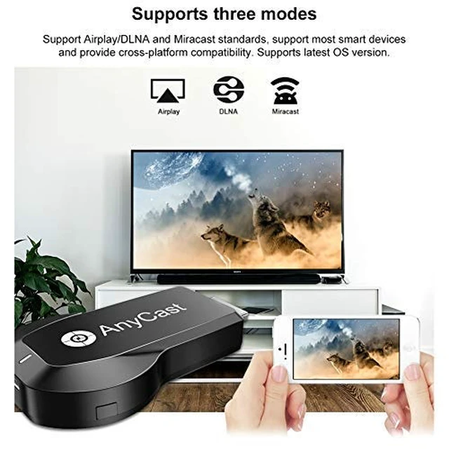 Alt view image 5 of 6 - 4K/1080P Anycast M100 Wireless Display Adapter, WiFi Display Dongle HD Screen Mirroring Dual Core H.265/HEVC Decoder HD TV Stick Without Switching Miracast Airplay DLNA Support 4K 1080P