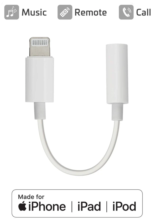 Main image of MFI Certified Lightning to 3.5mm Audio Adapter, iPhone Headphone Adapter Compatible with iPhone 12 & Older, iPad, iPod Touch, Durable Copper-Core Dongle, Headphone/Earbuds Jack Converter, Travel