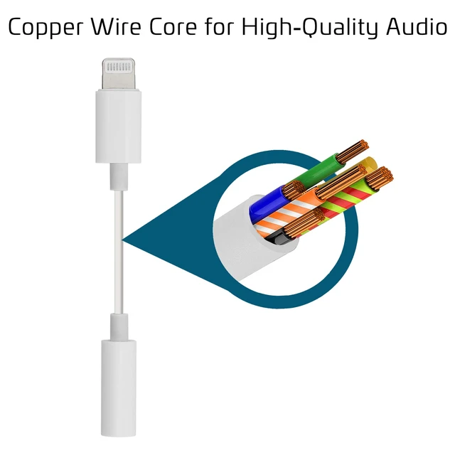 Alt view image 3 of 6 - MFI Certified Lightning to 3.5mm Audio Adapter, iPhone Headphone Adapter Compatible with iPhone 12 & Older, iPad, iPod Touch, Durable Copper-Core Dongle, Headphone/Earbuds Jack Converter, Travel