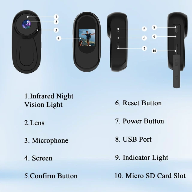 Alt view image 7 of 7 - 2K Mini Body Camera with WiFi, Wearable POV Action Camera for Vlogging 120° Wide-Angle Lens, Built in 32GB,ThumbSized,One-Touch Loop Recording bodycam,Cycling & Hiking
