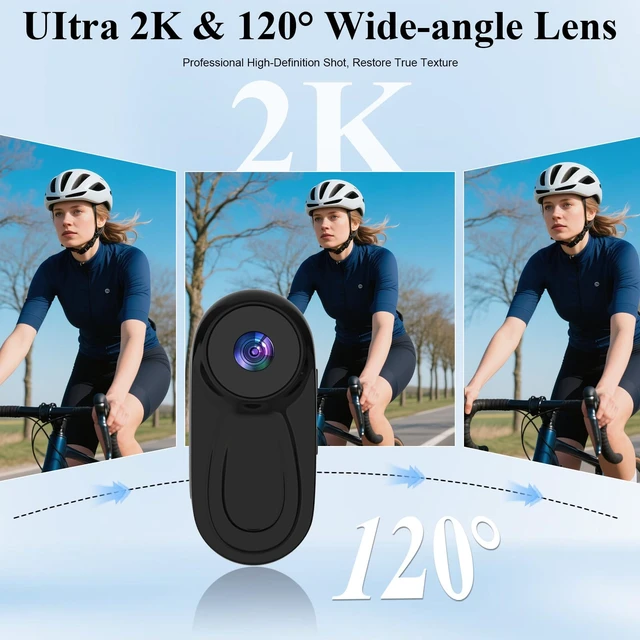 Alt view image 2 of 7 - 2K Mini Body Camera with WiFi, Wearable POV Action Camera for Vlogging 120° Wide-Angle Lens, Built in 32GB,ThumbSized,One-Touch Loop Recording bodycam,Cycling & Hiking