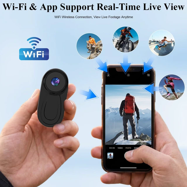Alt view image 3 of 7 - 2K Mini Body Camera with WiFi, Wearable POV Action Camera for Vlogging 120° Wide-Angle Lens, Built in 32GB,ThumbSized,One-Touch Loop Recording bodycam,Cycling & Hiking