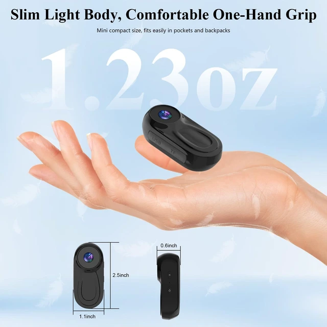 Alt view image 5 of 7 - 2K Mini Body Camera with WiFi, Wearable POV Action Camera for Vlogging 120° Wide-Angle Lens, Built in 32GB,ThumbSized,One-Touch Loop Recording bodycam,Cycling & Hiking