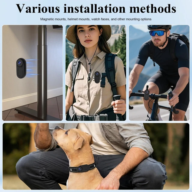Alt view image 4 of 7 - 2K Mini Body Camera with WiFi, Wearable POV Action Camera for Vlogging 120° Wide-Angle Lens, Built in 32GB,ThumbSized,One-Touch Loop Recording bodycam,Cycling & Hiking