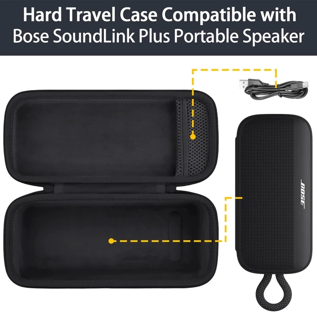 Alt view image 4 of 7 - Travel Case for Bose SoundLink Plus Portable Bluetooth Speaker,Black EVA Hard Shell, Easy Carry Handle, Impact Resistant Protection, Soft Interior Lining, Secure Custom Fit, Protective Case Only