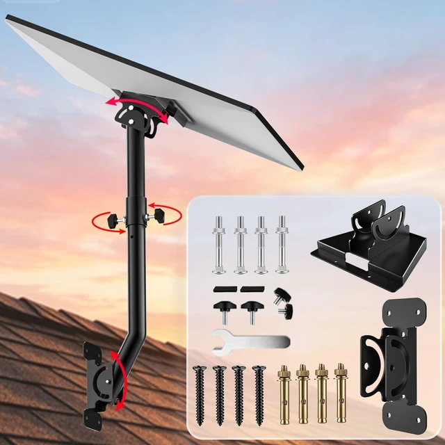 Main image of Starlink Mount for Starlink 4/4X/Gen 3, 25 Inches Adjustable Roof Mount for Starlink Gen 3, 360° Rotate Wall Mount for Starlink Gen 4 Mounting Kit with Extend Pole Mount, Rustproof, Weatherproof