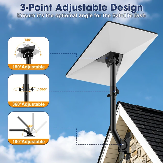Alt view image 6 of 7 - Starlink Mount for Starlink 4/4X/Gen 3, 25 Inches Adjustable Roof Mount for Starlink Gen 3, 360° Rotate Wall Mount for Starlink Gen 4 Mounting Kit with Extend Pole Mount, Rustproof, Weatherproof
