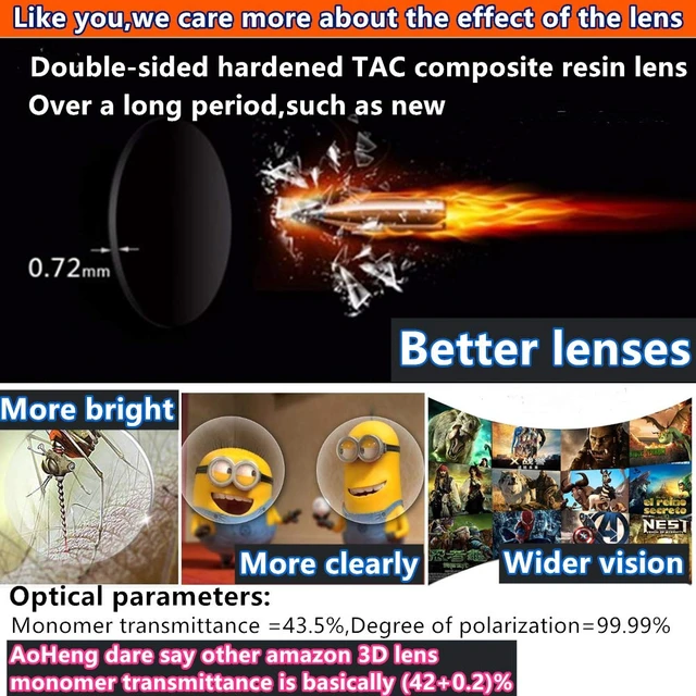 Alt view image 3 of 7 - Cinema 3D Clip on Glasses for RealD IMAX 3D Movie,Lighter,Clearer,Brighter(2Pack)