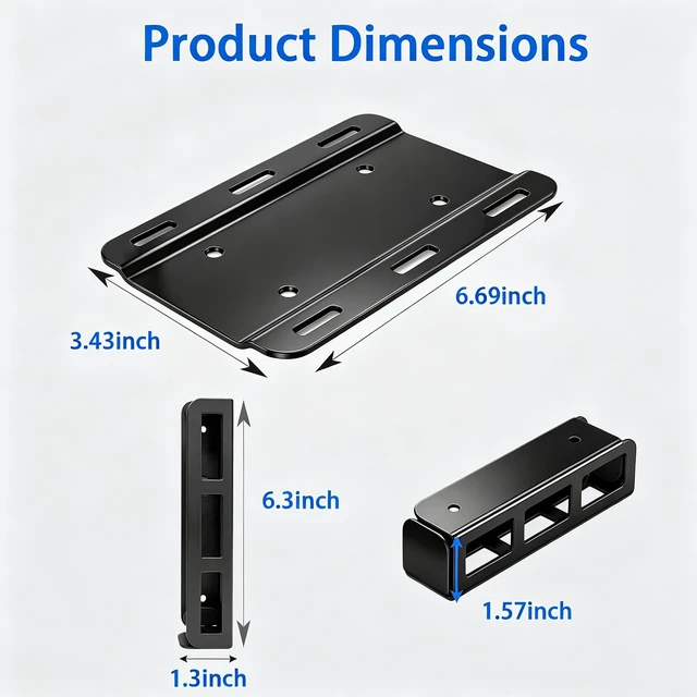 Alt view image 5 of 7 - Universal Wall & Under Desk Laptop Mount and Charger Holder for most laptops as MacBooks, Surface,Tablets, and 100W or Higher Chargers, with Adhesive, Screws, Anti-Scratch Pads