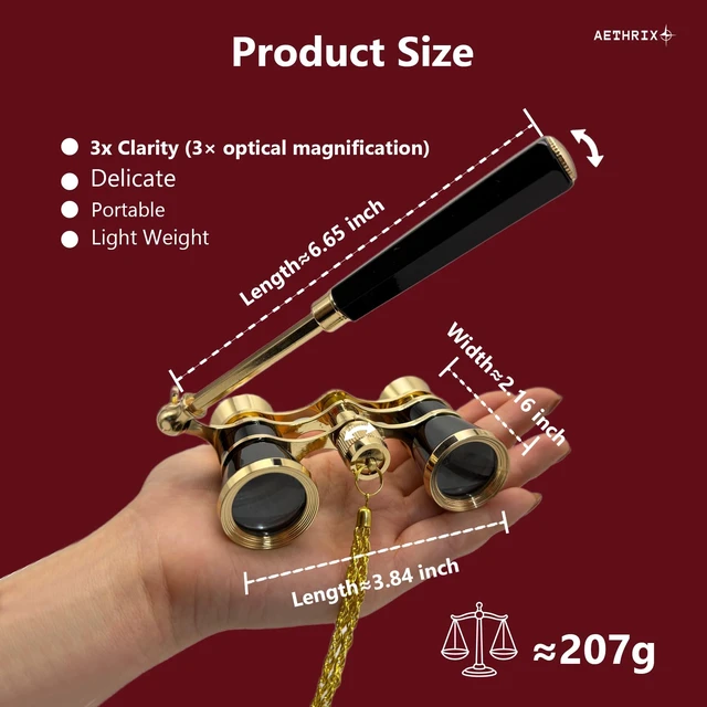 Alt view image 2 of 7 - 3X25 Opera Glasses Binoculars with Adjustable Handle & Chain Theater Glasses for Concert with HD Optics Mini Compact Binoculars for Women Vintage Portable Binoculars for Musical Cinema