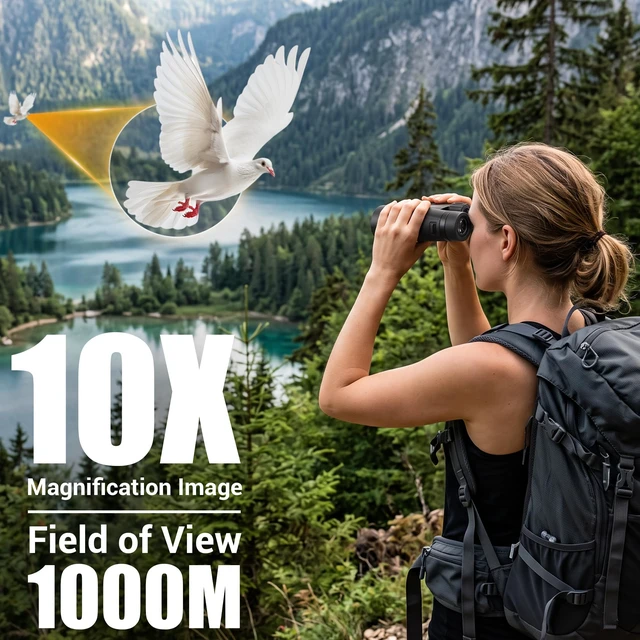 Alt view image 2 of 6 - 10x42 Compact Binoculars for Adults & Teens, BAK4 Prism, HighPower EasyFocus Large Eyepiece, Lens for BirdWatching, Cruise, Sightseeing, Sports, Concerts, Student Science Labs, Road Trip