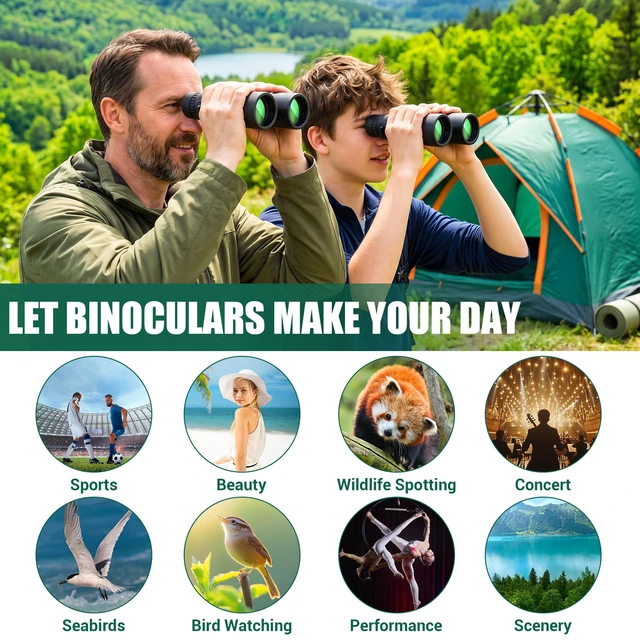 Alt view image 6 of 6 - 10x42 Compact Binoculars for Adults & Teens, BAK4 Prism, HighPower EasyFocus Large Eyepiece, Lens for BirdWatching, Cruise, Sightseeing, Sports, Concerts, Student Science Labs, Road Trip