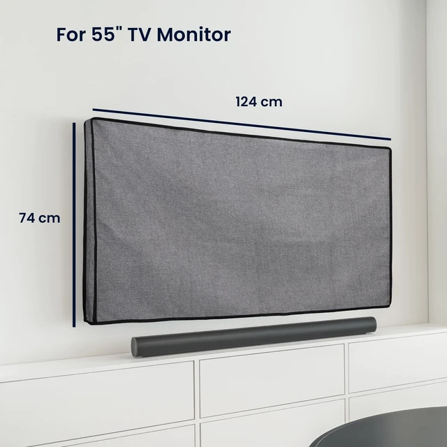Alt view image 3 of 7 - Dust Cover for 55" TV - Linen TV Display Protector for TVs - Protect Your TV Screen - Dark Grey