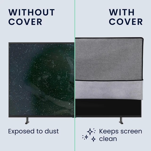 Alt view image 4 of 7 - Dust Cover for 55" TV - Linen TV Display Protector for TVs - Protect Your TV Screen - Dark Grey