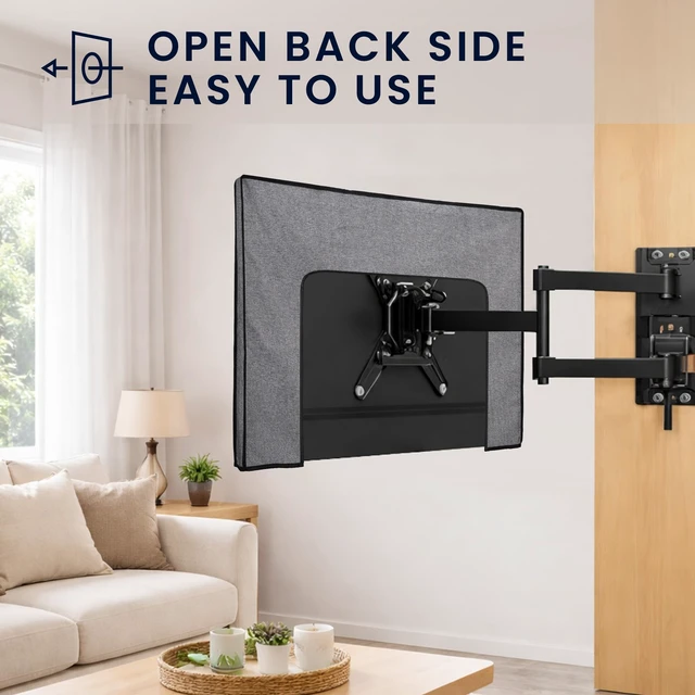 Alt view image 5 of 7 - Dust Cover for 55" TV - Linen TV Display Protector for TVs - Protect Your TV Screen - Dark Grey