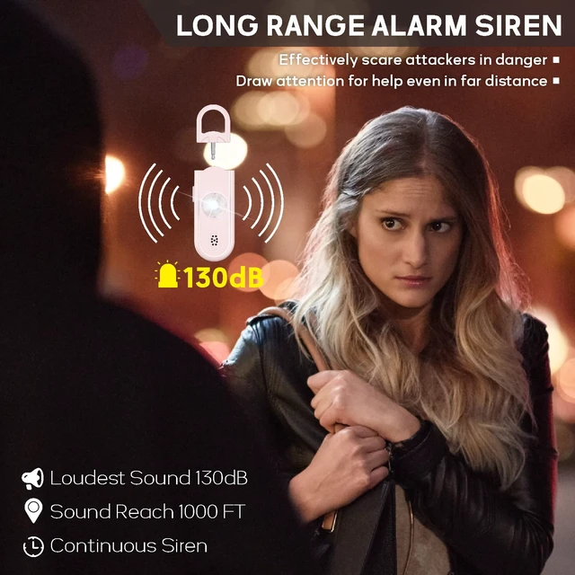 Alt view image 2 of 7 - Personal Safety Alarm Keychain for Women 2PCS -130 dB Loud Siren with SOS Strobe Light, Flashlight, Double Speakers, Safe Defense Key Chain for Girls Kids Elders Emergency Call