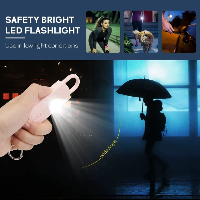 Alt view image 4 of 7 - Personal Safety Alarm Keychain for Women 2PCS -130 dB Loud Siren with SOS Strobe Light, Flashlight, Double Speakers, Safe Defense Key Chain for Girls Kids Elders Emergency Call