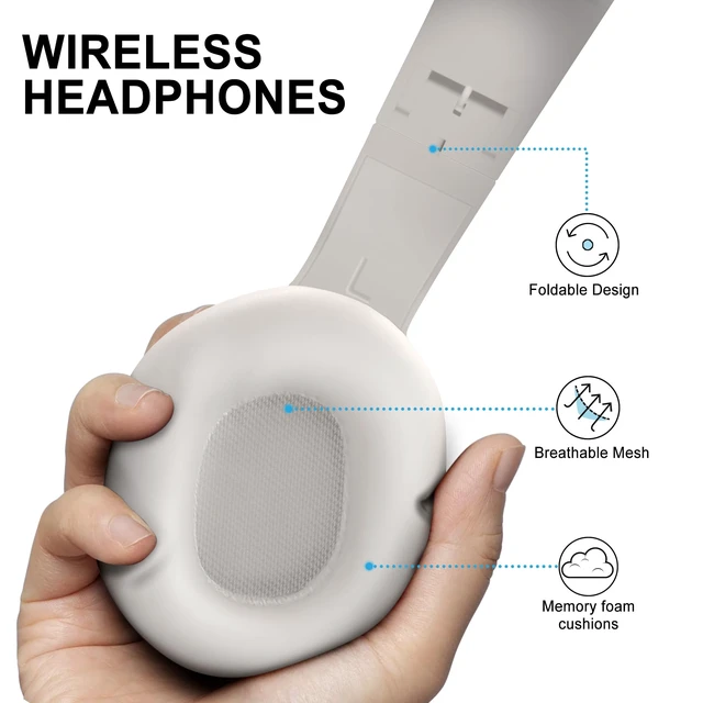 Alt view image 4 of 7 - Active Noise Cancelling Headphones, Over Ear Headphones Wireless Bluetooth 5.3, Microphone, Lightweight Comfortable Headset for Home, Travel, Rechargeable, Workout Headphones, Deep Bass