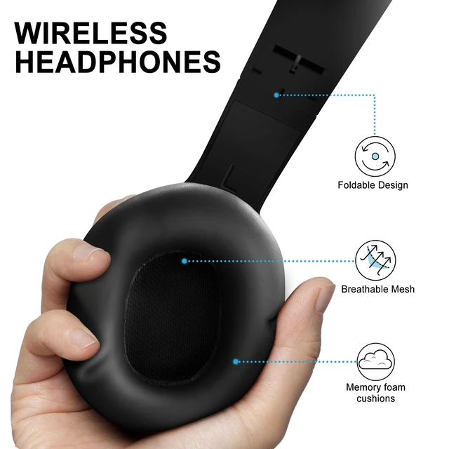 Alt view image 4 of 7 - Active Noise Cancelling Headphones, Over Ear Headphones Wireless Bluetooth 5.3, Microphone, Lightweight Comfortable Headset for Home, Travel, Rechargeable, Workout Headphones, Deep Bass